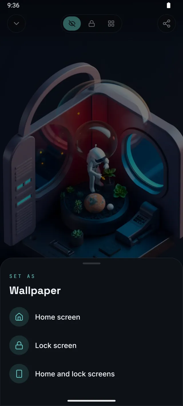 The Set as wallpaper sheet with home, lock, and both options